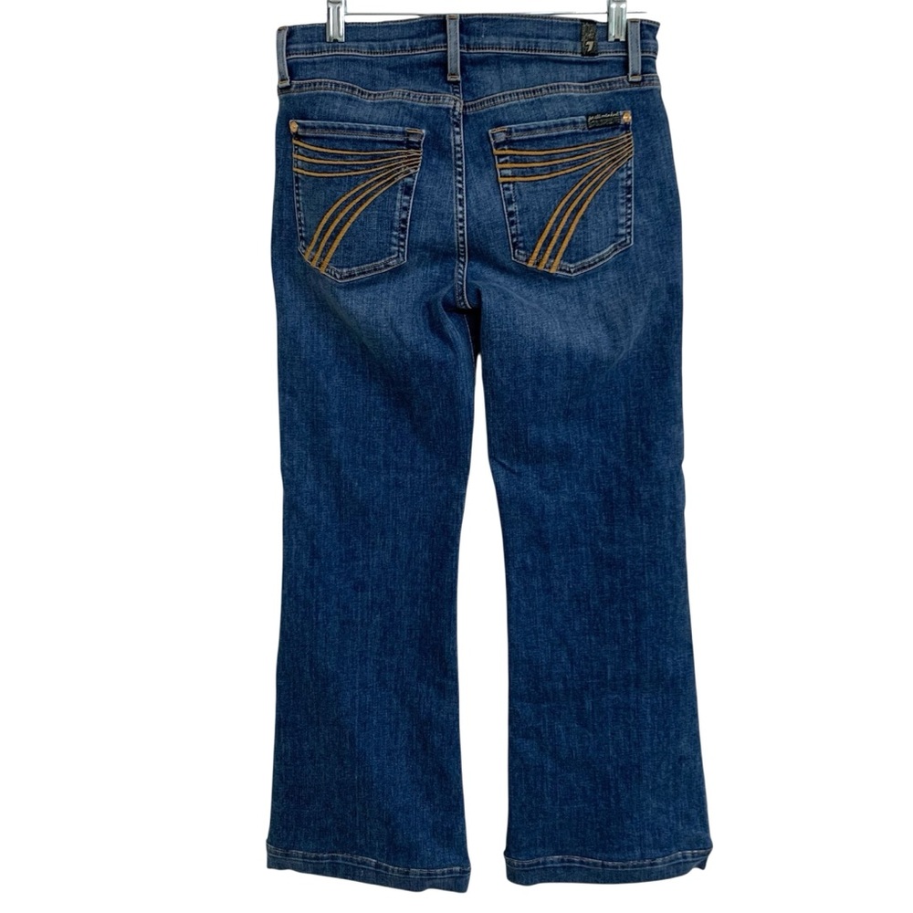 7 For All Mankind Dark Blue Flare Jeans with Contrast Pocket Detail - Picture 4 of 16